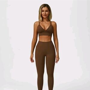 Women's Brown 2 Piece Workout Set